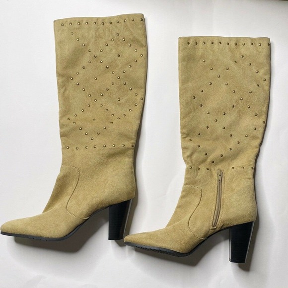 A.N.A A New Approach Tan Tall Faux Suede knee high boots Sz 8M - Picture 2 of 12